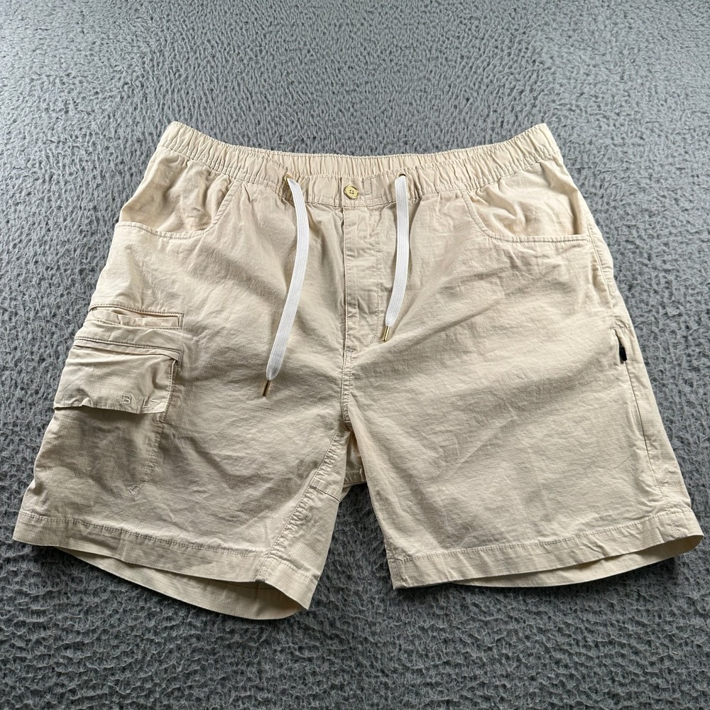 BYLT Men's Shorts XXL Beige Cotton Spandex Cargo Drawstring 6.5" Ripstop Casual‎